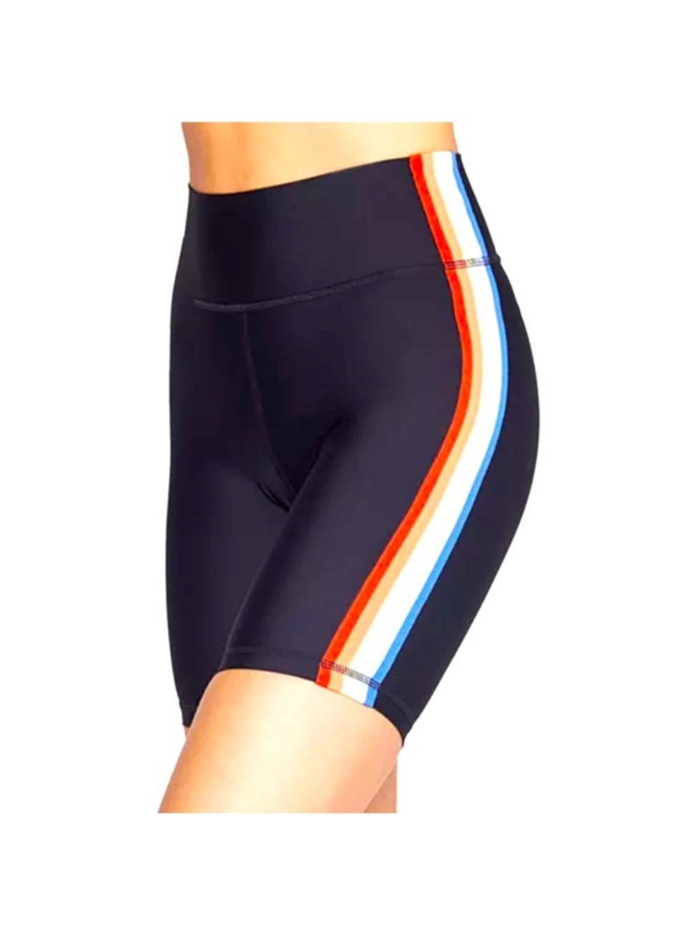 Spiritual Ganster rainbow side striped navy biker shorts M Medium